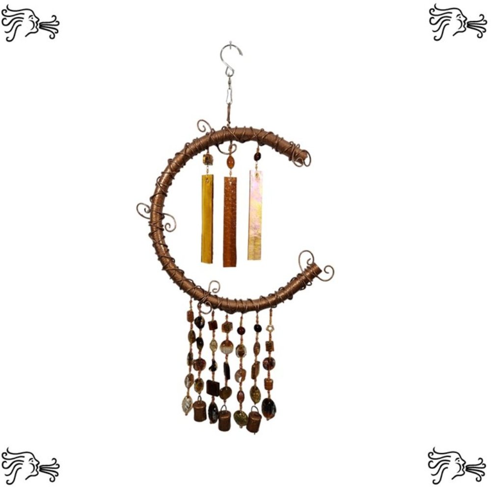 Aluminum Copper Wind Chime Stained Glass Lampwork Glass Bead Handmade Home Decor